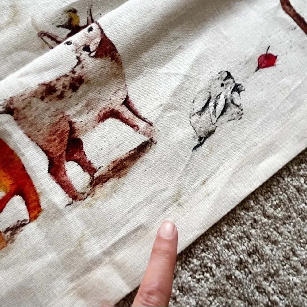 Tessitura Toscana Telerie Firenze Linen Tablecloth 90x63 Christmas Old World Map